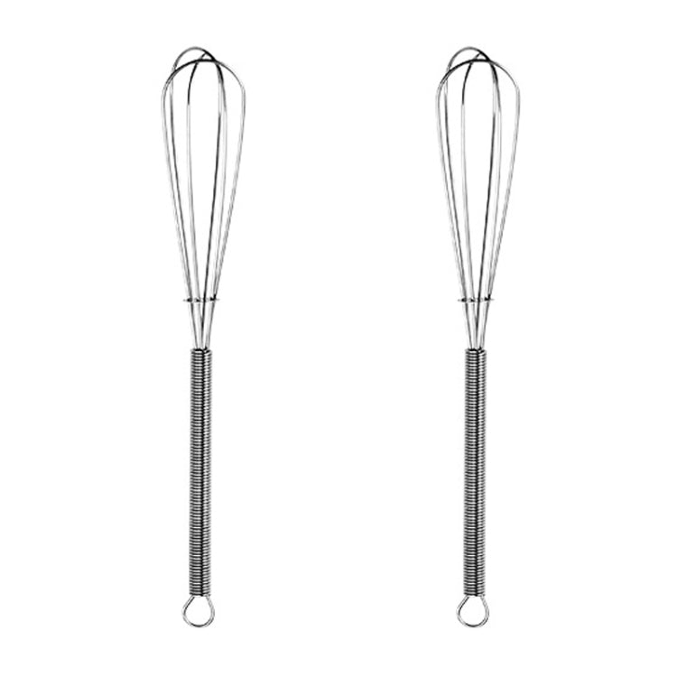 2pcs Household Manual Spring Beater Handheld Stainless Steel Mini Whisk, Size: 8 inch-Reluova