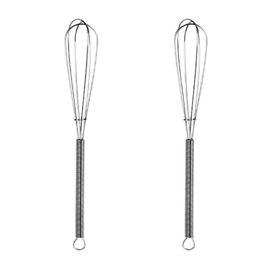 2pcs Household Manual Spring Beater Handheld Stainless Steel Mini Whisk, Size: 8 inch-Reluova