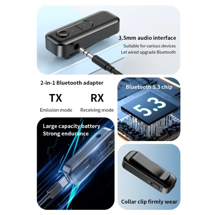 2 In 1 AUX Bluetooth 5.3 Receiver Transmitter USB Audio Adapter