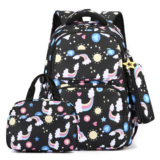 3 In 1 Kids  School Backpack Small Student Book Bag with Lunch Bag ï¼?Pencil Case(Black)-Reluova