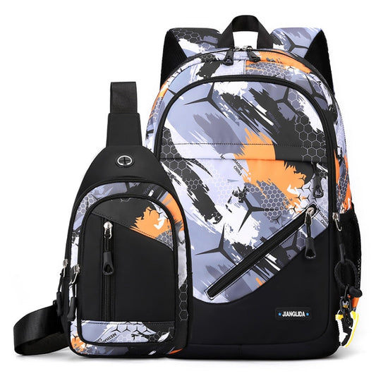 2 In 1 Men Backpack Lightweight Outdoor Daypack Boys Bookbag With Chest Bag-Reluova