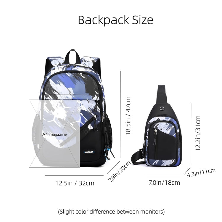 2 In 1 Men Backpack Lightweight Outdoor Daypack Boys Bookbag With Chest Bag, Spec: Green Football-Reluova