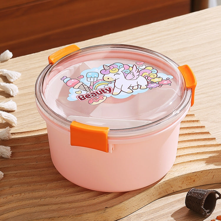 1100ml Cartoon Round Microwaveable Bento Box Outdoor Student Lunch Box(Beauty Pink)-Reluova