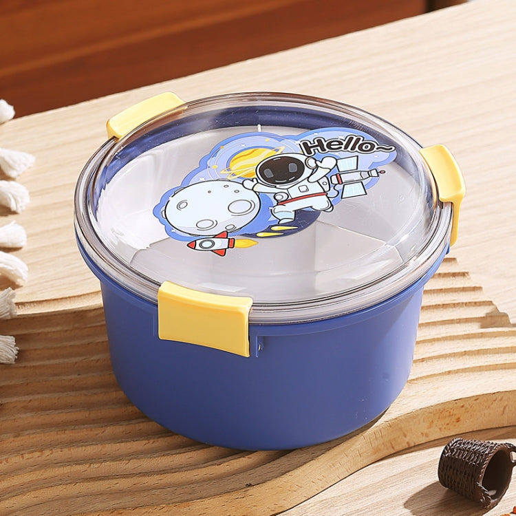 1100ml Cartoon Round Microwaveable Bento Box Outdoor Student Lunch Box(Space Blue)-Reluova