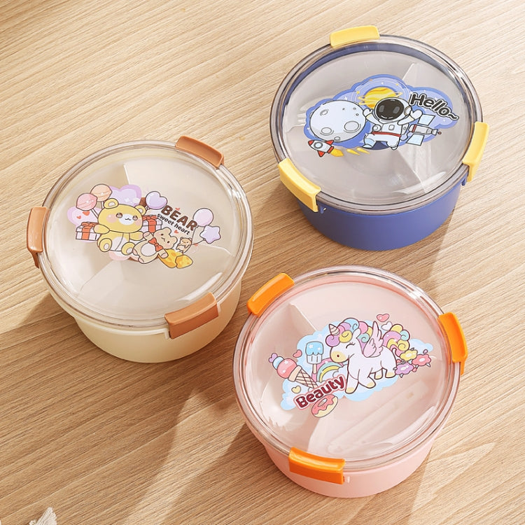 1100ml Cartoon Round Microwaveable Bento Box Outdoor Student Lunch Box(Beauty Pink)-Reluova