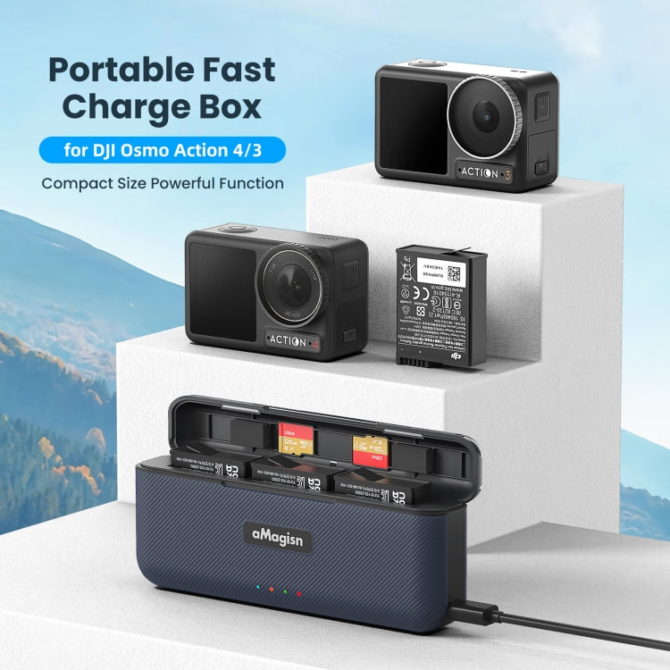 For DJI Action 4 / 3 aMagisn Fast Charge Charging Box Charger Sports Camera Accessories