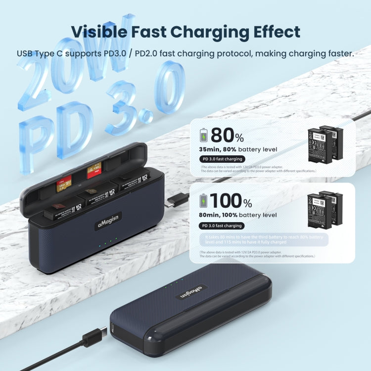 For DJI Action 4 / 3 aMagisn Fast Charge Charging Box Charger Sports Camera Accessories