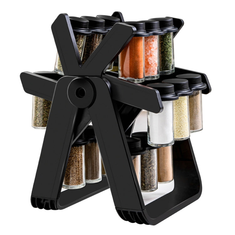 18-in-1 Rotating Ferris Wheel Kitchen Condiment Bottle Holder Set(Black)-Reluova