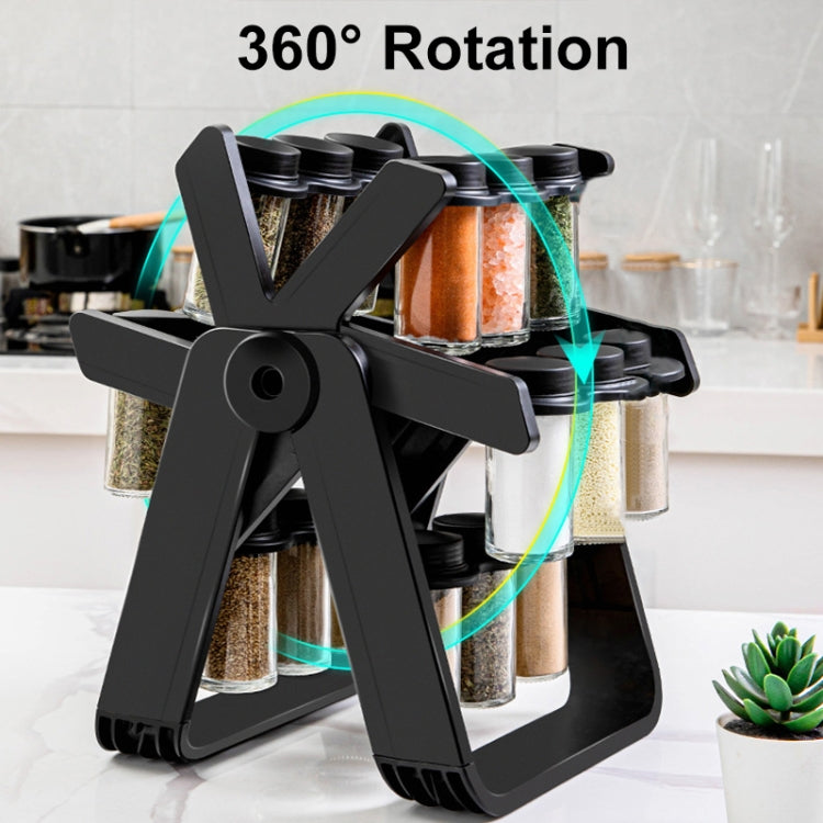 18-in-1 Rotating Ferris Wheel Kitchen Condiment Bottle Holder Set(Black)-Reluova