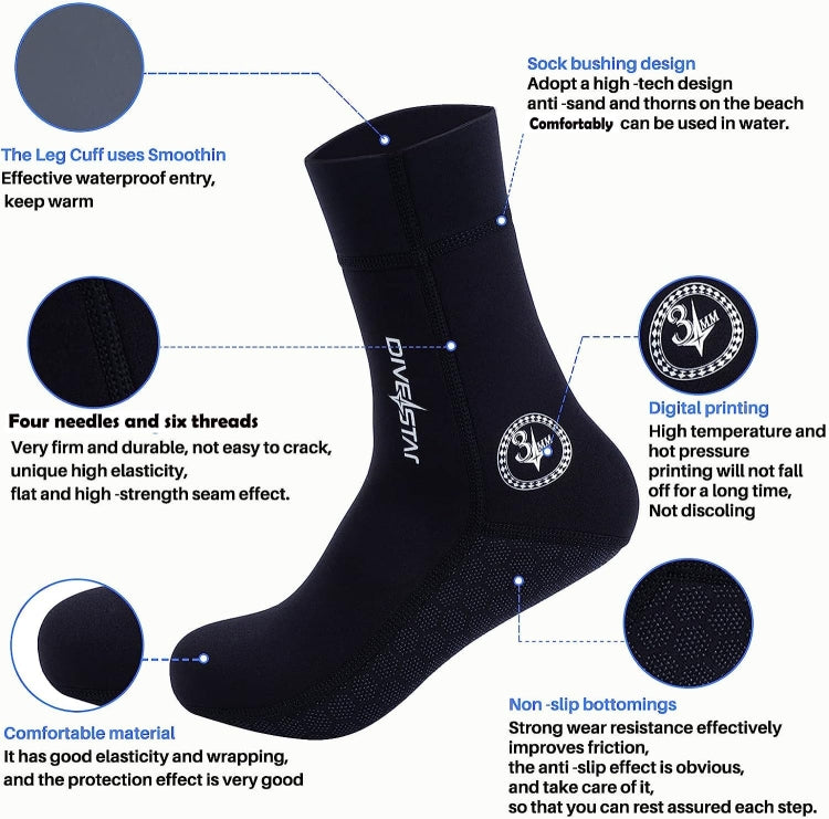 DIVESTAR Diving Neoprene Socks For Men Women Scuba Booties