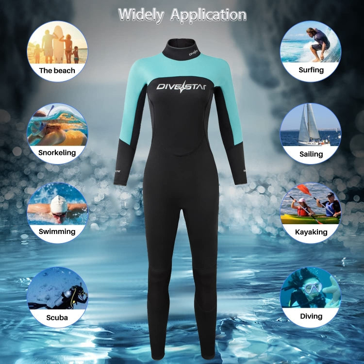 DIVESTAR 3mm Women One-piece Wetsuit Long-sleeved Warm Surfing and Snorkeling Clothes My Store