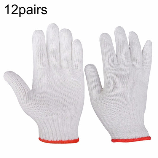 12pairs Labor Protection Wear-Resistant Cotton Gloves Thickened Construction Site Work Gloves