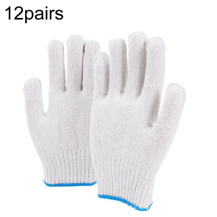 12pairs Labor Protection Wear-Resistant Cotton Gloves Thickened Construction Site Work Gloves