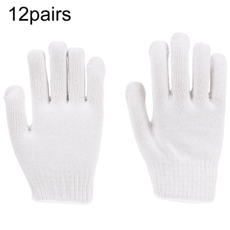 12pairs Labor Protection Wear-Resistant Cotton Gloves Thickened Construction Site Work Gloves