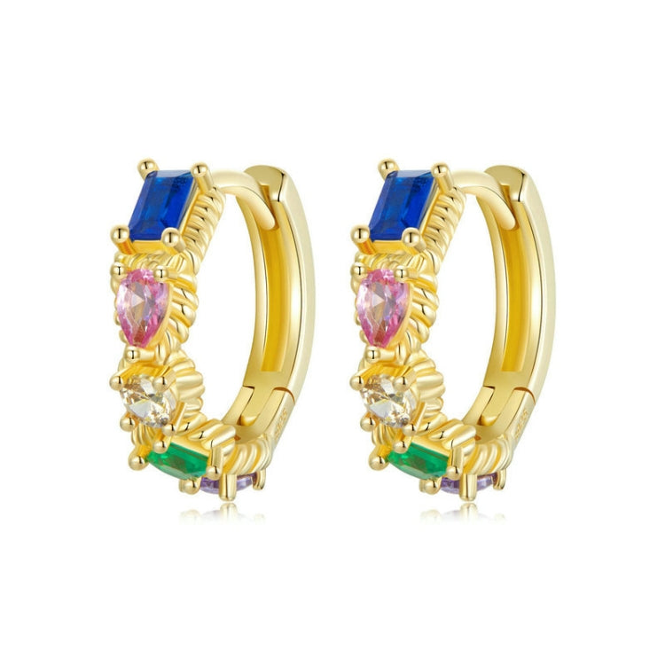 S925 Sterling Silver Gold Plated Zircon Colorful Earrings My Store