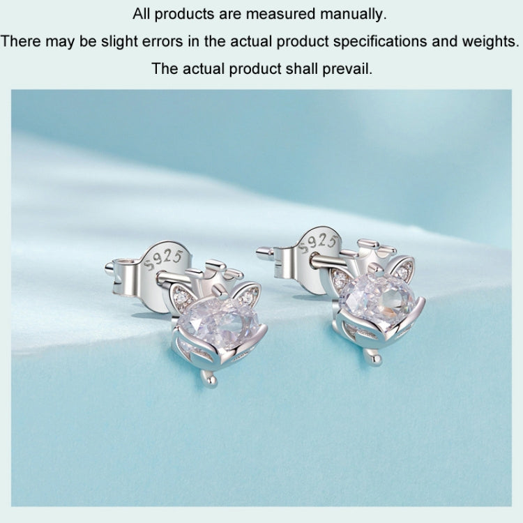 S925 Sterling Silver Platinum Plated Crown Fox Princess Earrings My Store