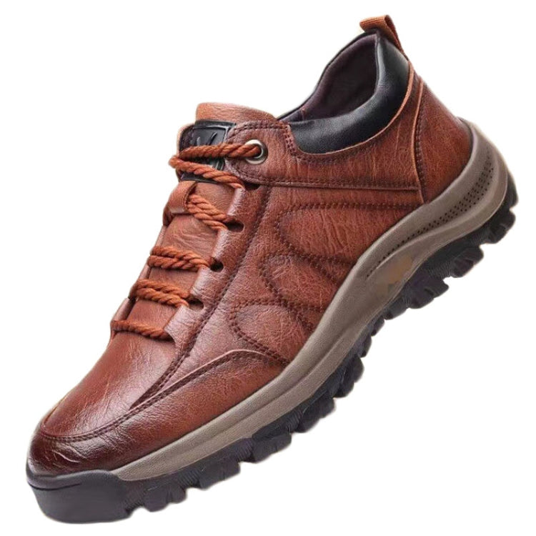 Men Leather Casual Shoes Non-slip Outdoor Hiking Shoes