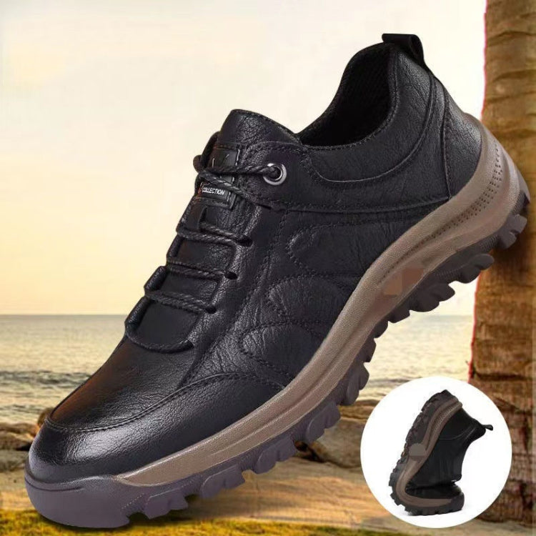 Men Leather Casual Shoes Non-slip Outdoor Hiking Shoes