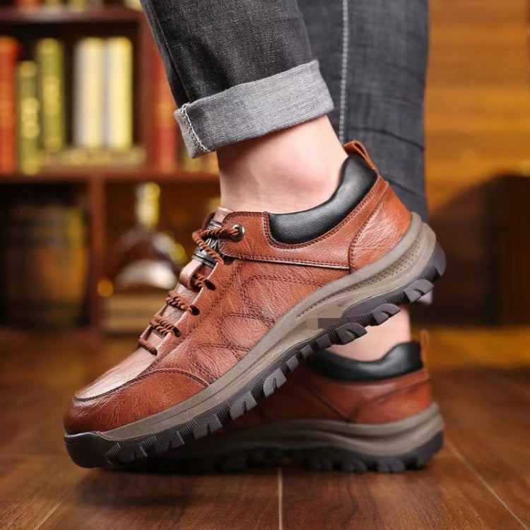 Men Leather Casual Shoes Non-slip Outdoor Hiking Shoes My Store