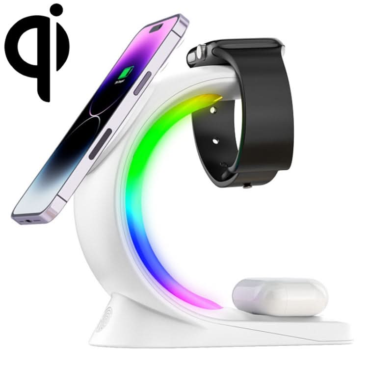 T17 3-in-1 RGB Atmosphere Light MagSafe Phone Watch Earphone Wireless Charger