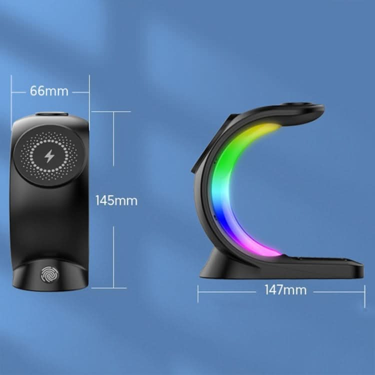 T17 3-in-1 RGB Atmosphere Light MagSafe Phone Watch Earphone Wireless Charger