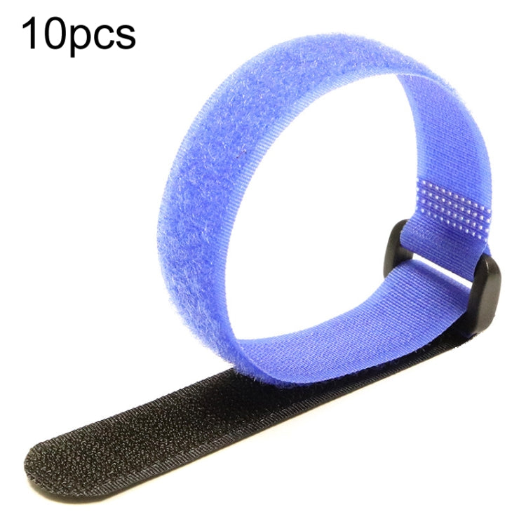 10pcs Nylon Cable Storage Snap Tape Reverse Buckle Type Fixed Packing Strap, Model: Blue 20 x 300mm-Reluova