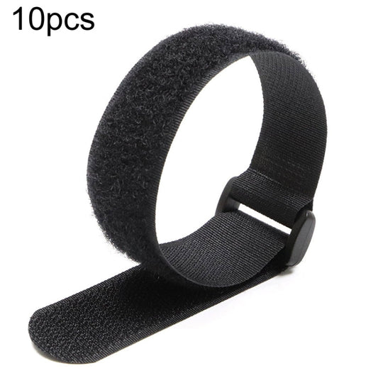 10pcs Nylon Cable Storage Snap Tape Reverse Buckle Type Fixed Packing Strap, Model: Black 20 x 150mm-Reluova