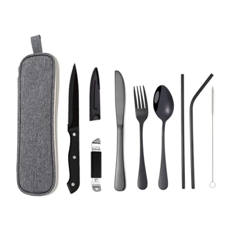 Portable Stainless Steel Cutlery Set Outdoor Picnic Knife And Fork Tool With Storage Bag Reluova