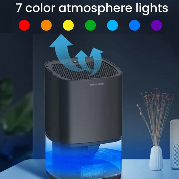 1L 36W Air Dehumidifier for Home Damp Drying Clothes with 7 colors Light US Plug(White)-Reluova