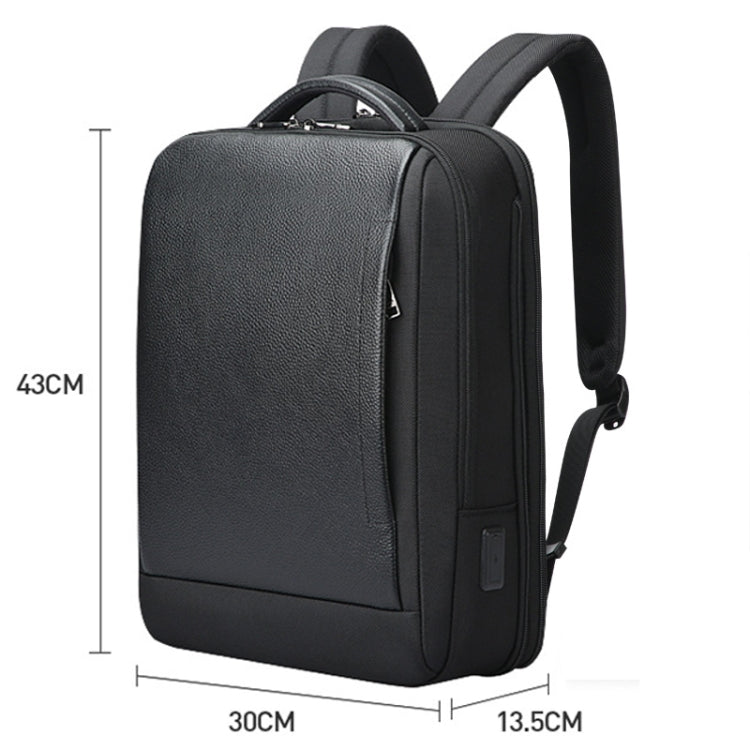 Bopai AL-61-122631B Large Capacity Cowhide Laptop Backpack With USB+Type-C Port