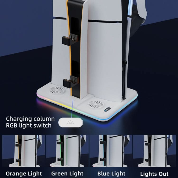 For PS5 Slim Iplay HBP-539 Console Cooling Base With RGB Ambient Light Vertical Grip Stand Charger Reluova