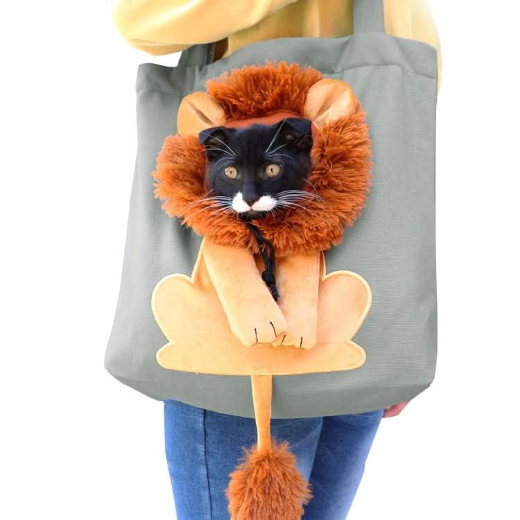 Canvas Expandable Little Lion Shape Cat Bag Small Dog Handbag - Reluova