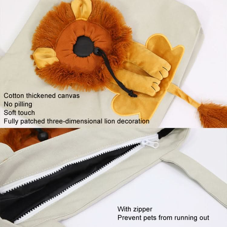 Canvas Expandable Little Lion Shape Cat Bag Small Dog Handbag - Reluova