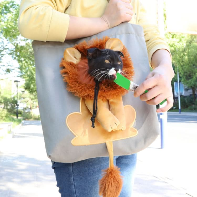 Canvas Expandable Little Lion Shape Cat Bag Small Dog Handbag - Reluova