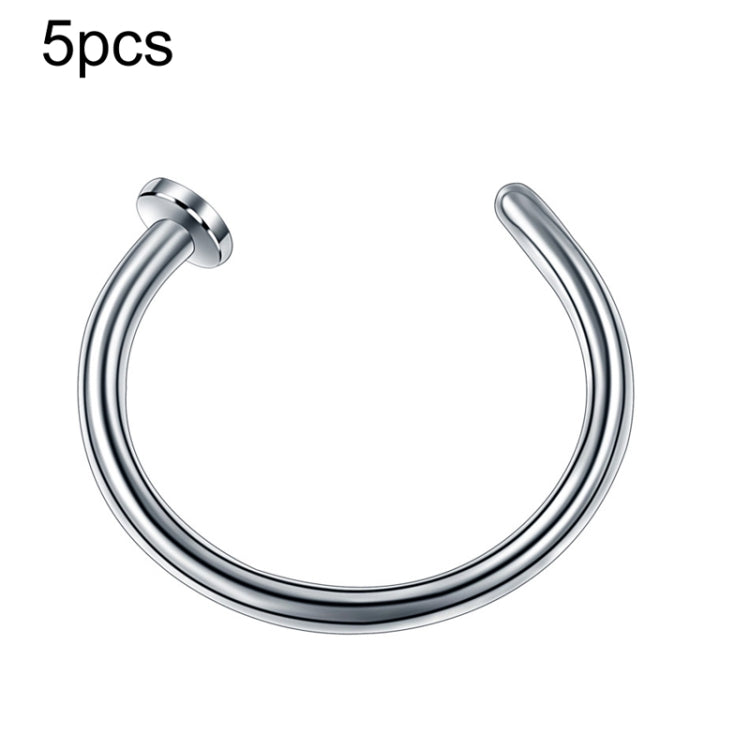 5pcs Stainless Steel Nose Ring Without Hole C-Shape Nose Staple Lip Band Earrings My Store