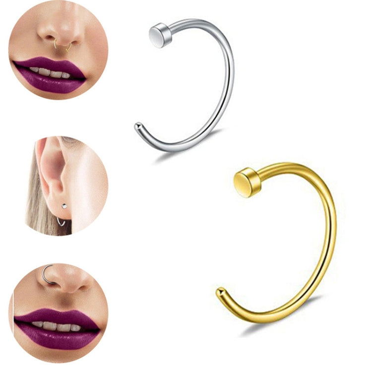 5pcs Stainless Steel Nose Ring Without Hole C-Shape Nose Staple Lip Band Earrings My Store