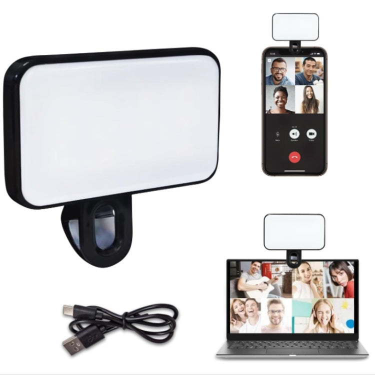 Selfie Fill Light Rechargeable 3 Color Temperature Clip On For Phone, Laptop, Tablet Meeting Reluova