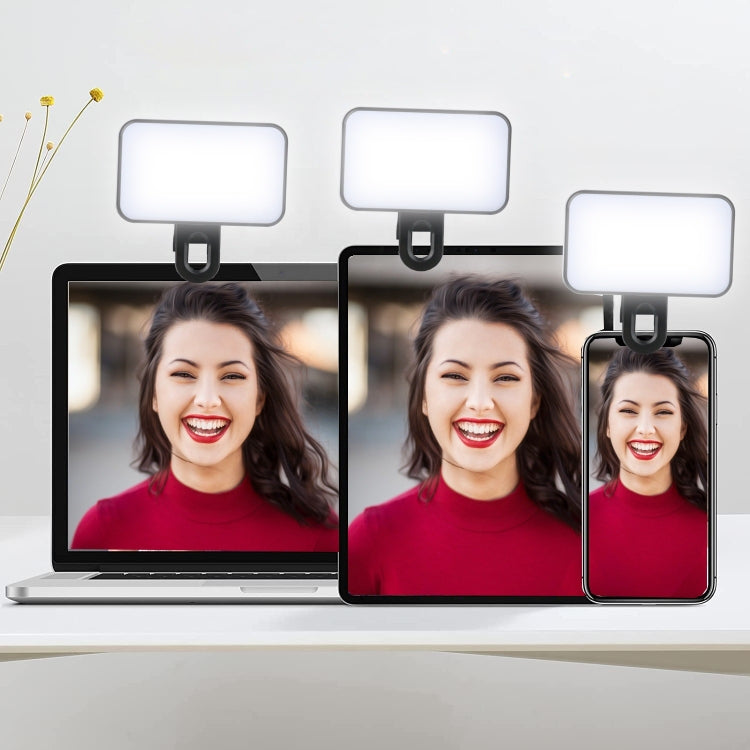 Selfie Fill Light Rechargeable 3 Color Temperature Clip On For Phone, Laptop, Tablet Meeting Reluova