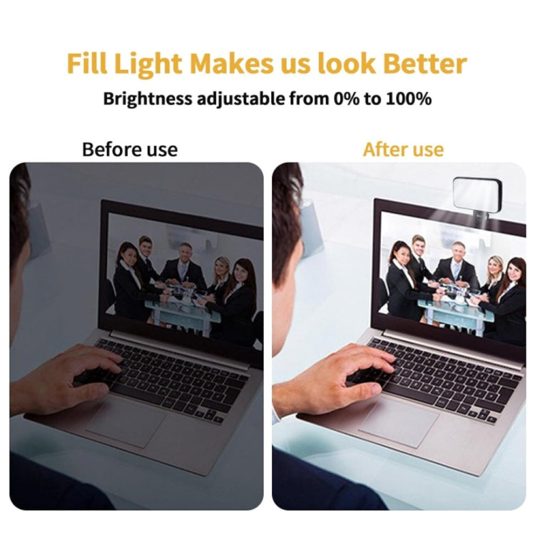 Selfie Fill Light Rechargeable 3 Color Temperature Clip On For Phone, Laptop, Tablet Meeting Reluova