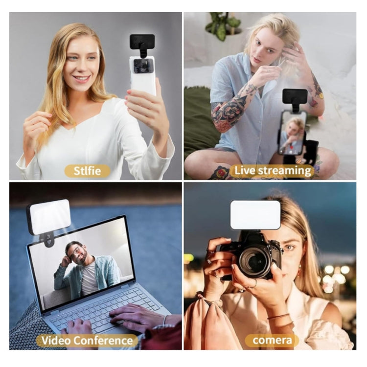 Selfie Fill Light Rechargeable 3 Color Temperature Clip On For Phone, Laptop, Tablet Meeting Reluova