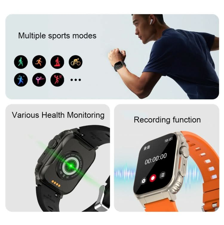 A70 1.96 Inch Health Monitoring Multifunctional IP68 Waterproof Bluetooth Call Smart Watch