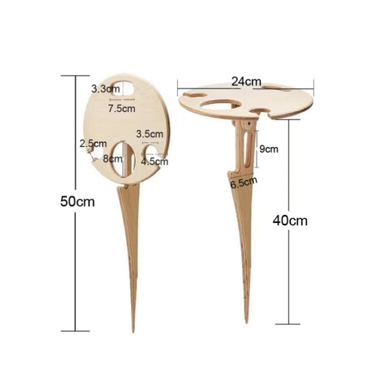 Wooden Lawn Folding Wine Table Outdoor Picnic Inserted Wine Rack Diameter 24cm Reluova