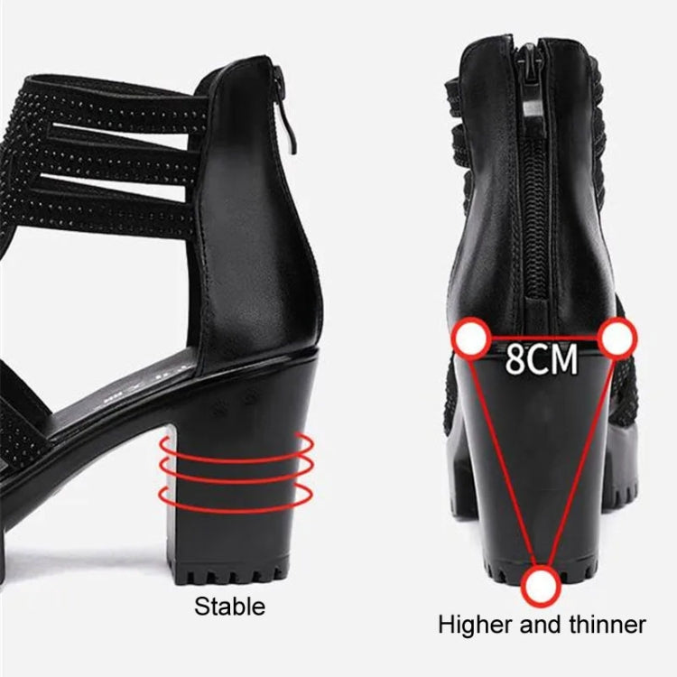 Women Chunky Heel Sandals Anti-slip Fish Mouth High Heels Soft Bottom Open Toe Sandals My Store