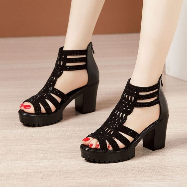 Women Chunky Heel Sandals Anti-slip Fish Mouth High Heels Soft Bottom Open Toe Sandals My Store