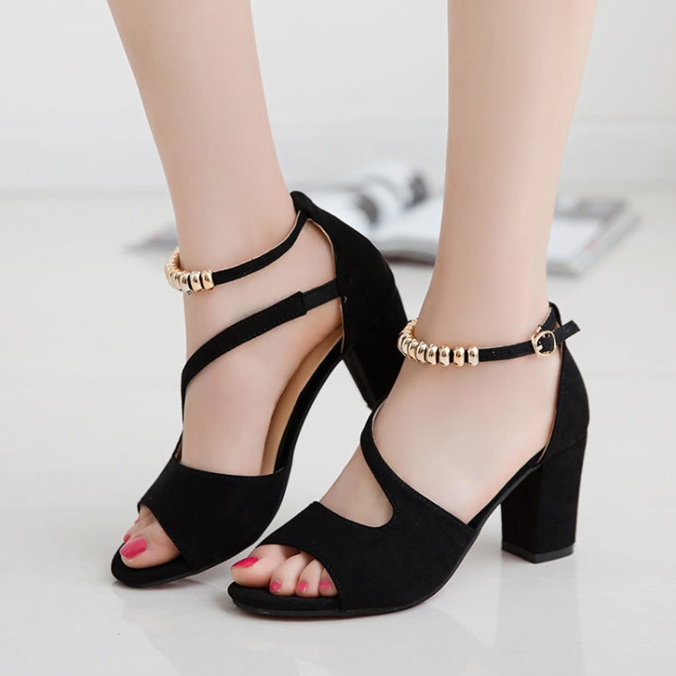 Summer Roman Style Metal One Buckle Chunky Sandals Women Casual High Heels My Store