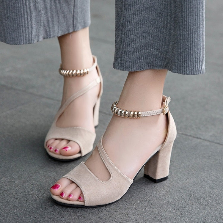 Summer Roman Style Metal One Buckle Chunky Sandals Women Casual High Heels My Store