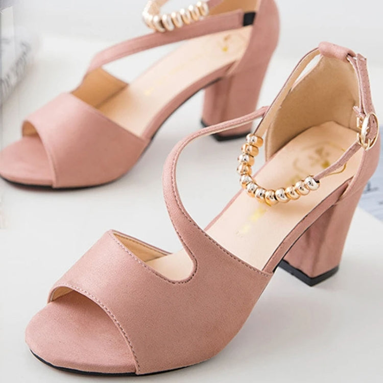 Summer Roman Style Metal One Buckle Chunky Sandals Women Casual High Heels My Store