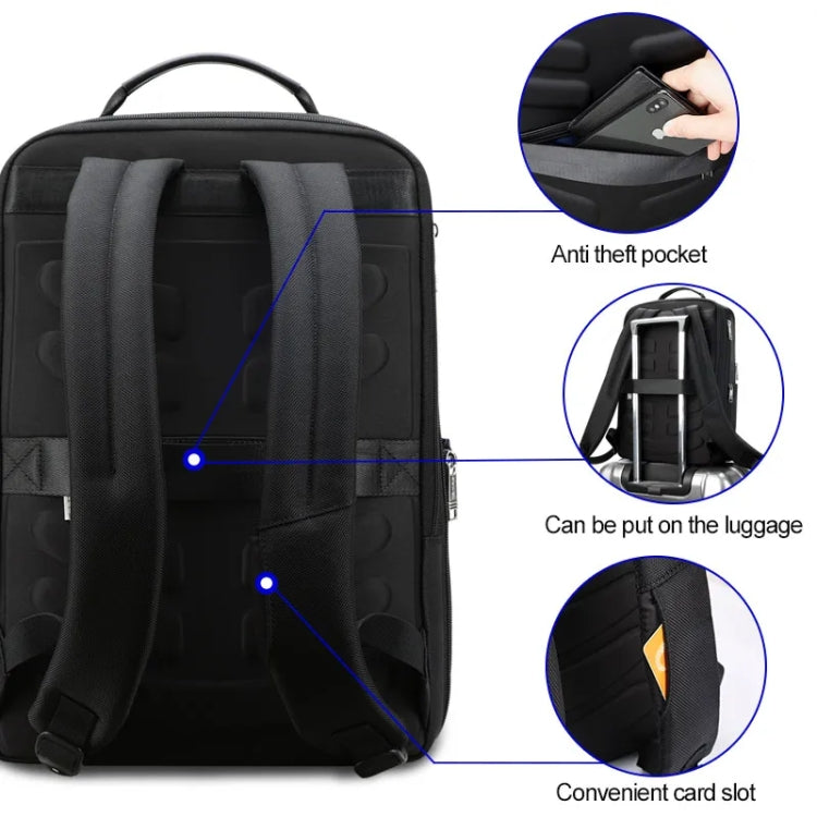 Bopai 61-18911 Large Capacity Waterproof Travel Laptop Backpack With USB+Type-C Port