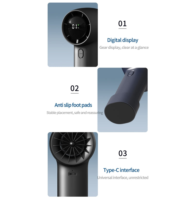 Outdoor Handheld Turbine Digital Display 100-Speed High-Speed Mini Fan Reluova