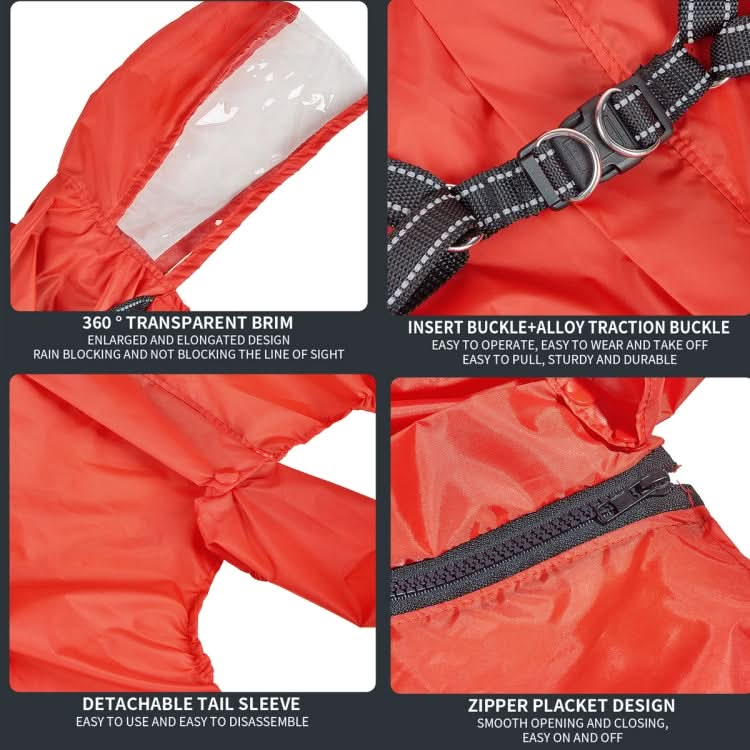 Dog Raincoat with Hood Integrated Harness Leash -Easy Wear, Four-Legged Design - Reluova